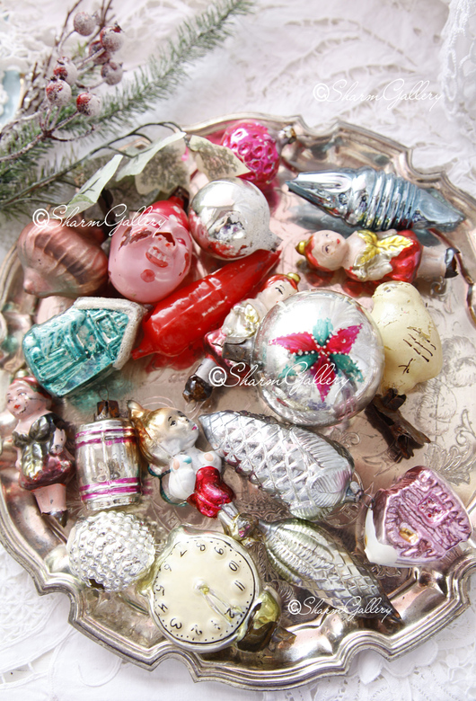 Набор антикварных елочных игрушек - 19шт.! Битые!!