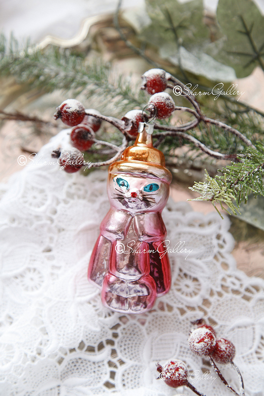 Кот в сапогах. Елочная игрушка, стекло, СССР.