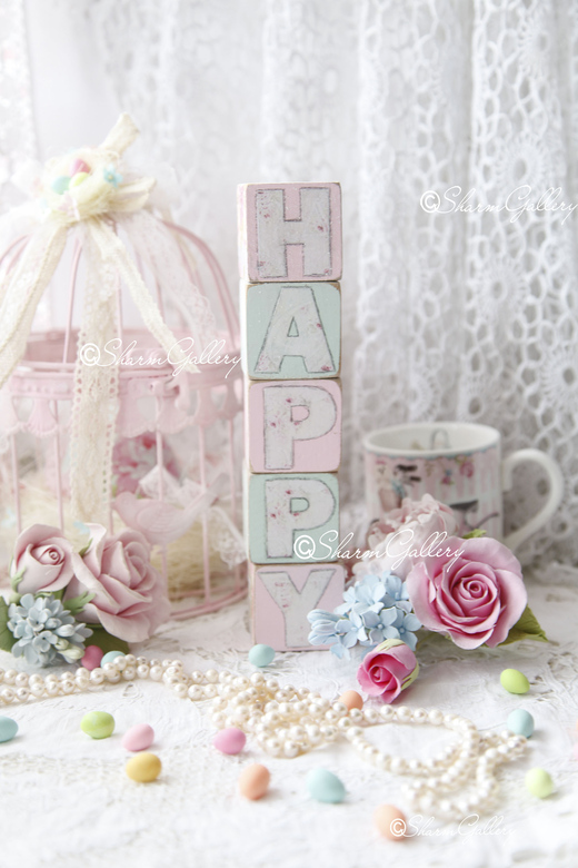 Кубики деревянные цветочные кубики "Happy".