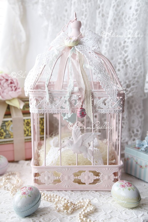 Клетка декоративная Розовая. Ручная работа.