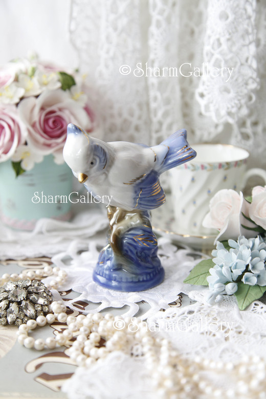 Статуэтка "Синица", старая Гжель. Винтаж.
