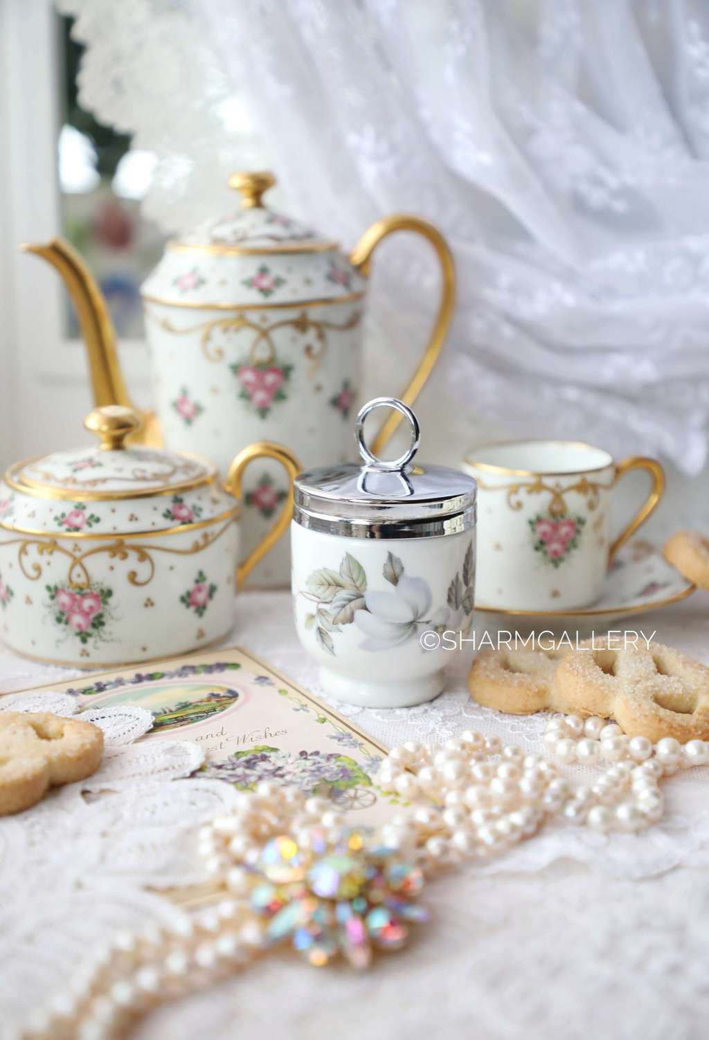 Кодлер - пашотница "June Garland" на 1 яйцо standart. Coddler, фарфор Royal Worcester, Англия