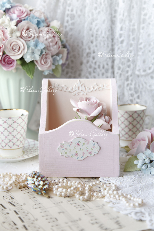 Короб деревянный для мелочей и специй "Pink".