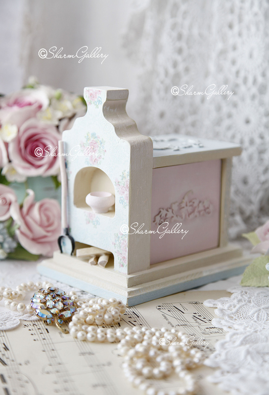 Арт - шкатулка "Печка", дерево, ручная, авторская работа.