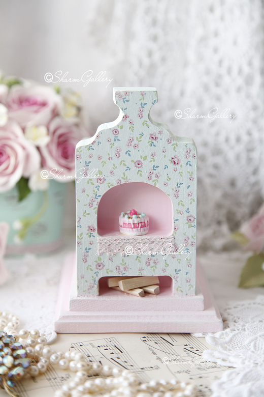 Арт - шкатулка "Печка", (розовая) дерево, ручная, авторская работа.