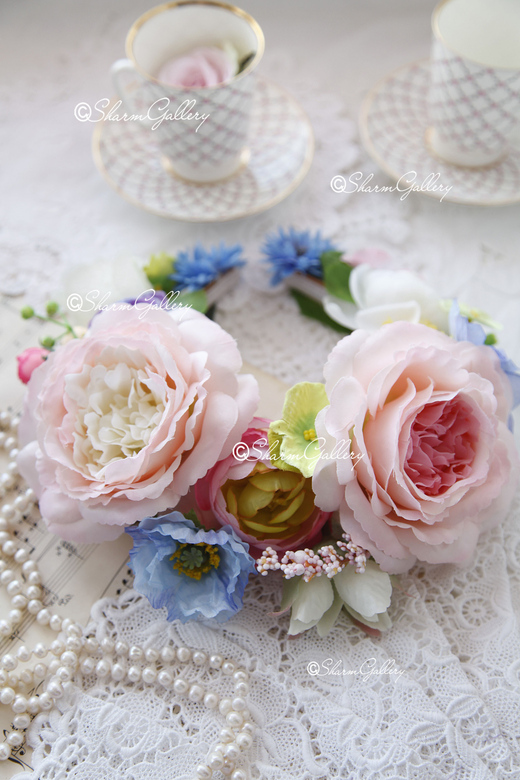 Цветочный ободок для волос "Нежный сад", ручная работа.