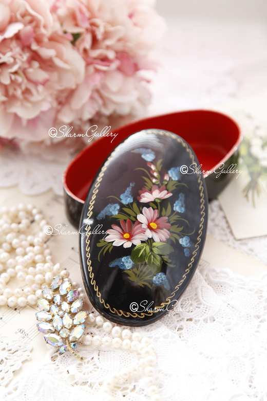 Шкатулка, металл, роспись. СССР, Винтаж.