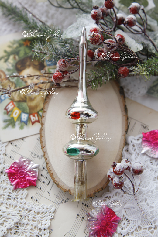 Верхушка для елки, средняя. Стекло, СССР.