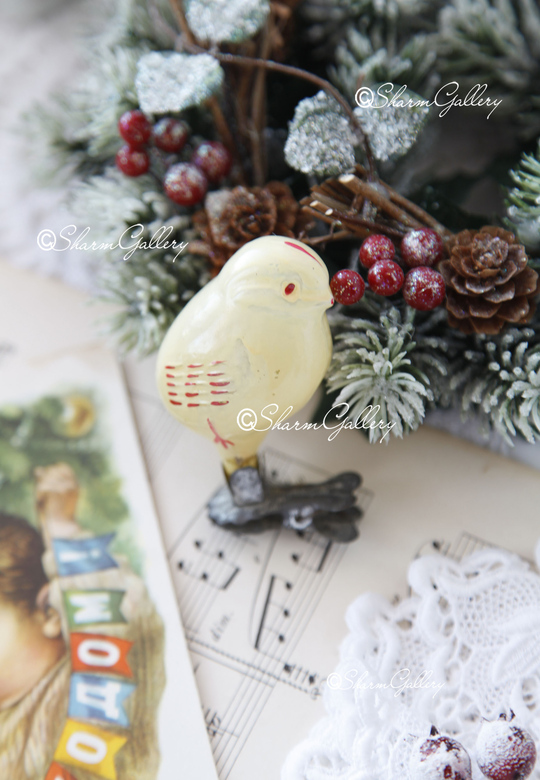 Цыпленок. Елочная игрушка, стекло на прищепке. СССР.