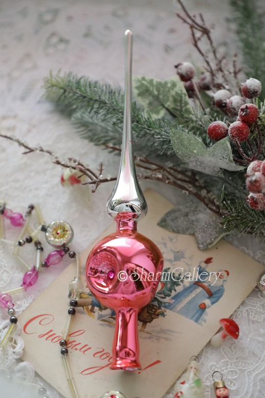 Верхушка для елки №5, прожектор. Стекло, 23см., СССР.