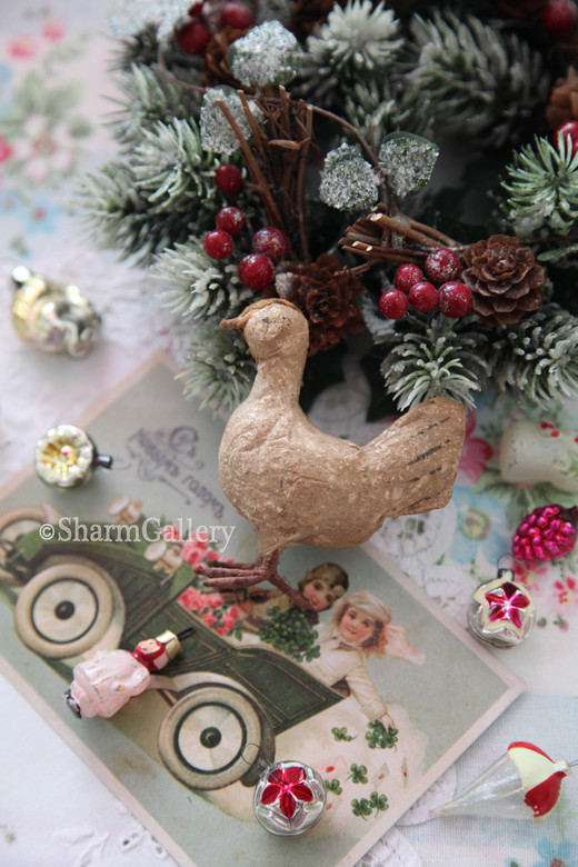 Антикварная елочная игрушка из ваты "Гусь". СССР