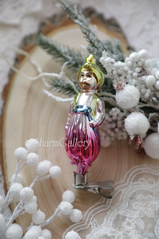 Алладин. №12. Елочная игрушка, стекло на прищепке. СССР.