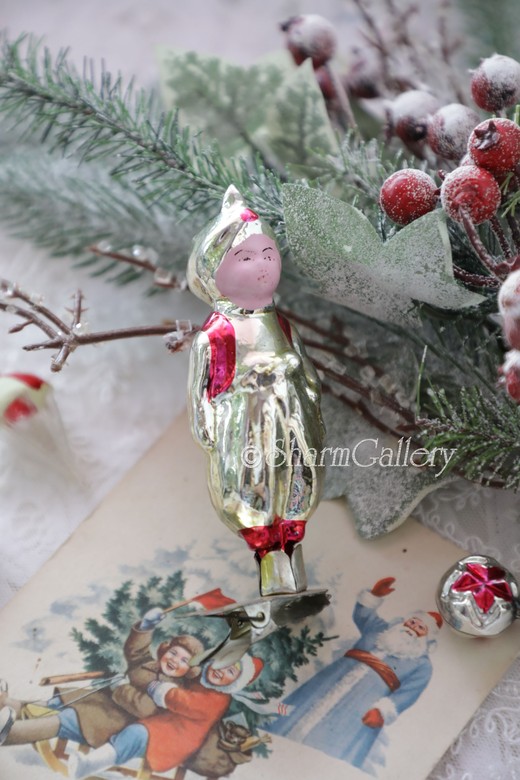 Алладин. №14. Елочная игрушка, стекло на прищепке. СССР.