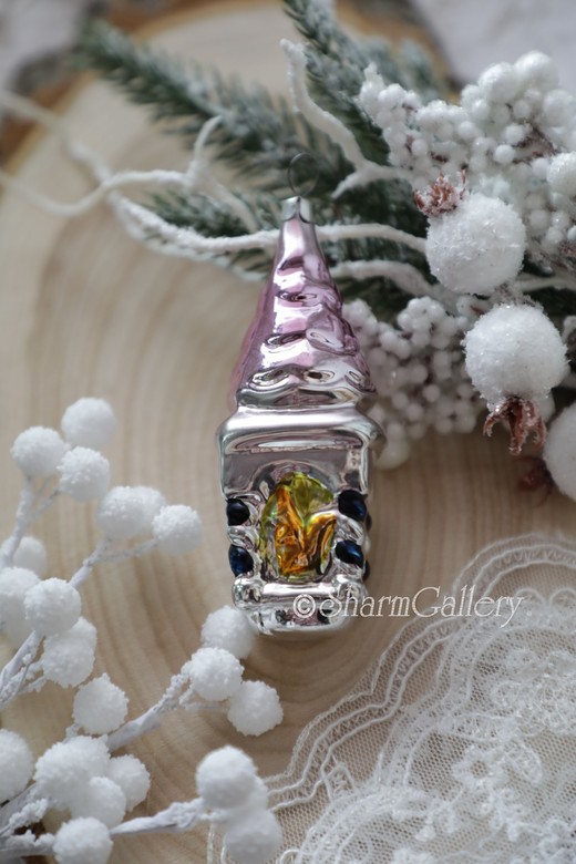 Белка в тереме. №5. Елочная игрушка, стекло, СССР.