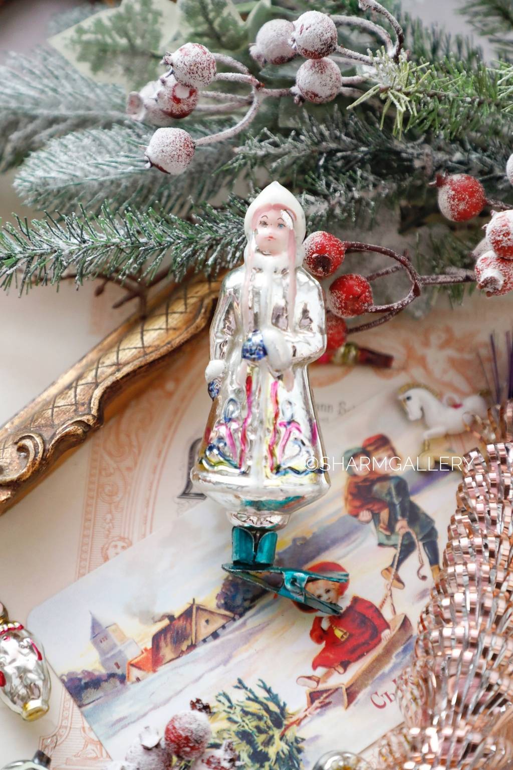 Снегурочка. №4.  Елочная игрушка, на прищепке СССР.