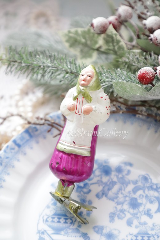 Старуха. Золотая рыбка. Елочная игрушка на прищепке. СССР.