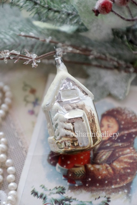 Винтажная елочная игрушка  Домик №41. ГДР.