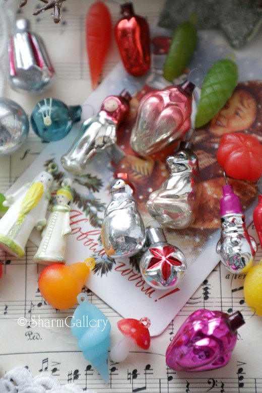 Набор елочных игрушек Малютка, 23шт., без коробки! СССР