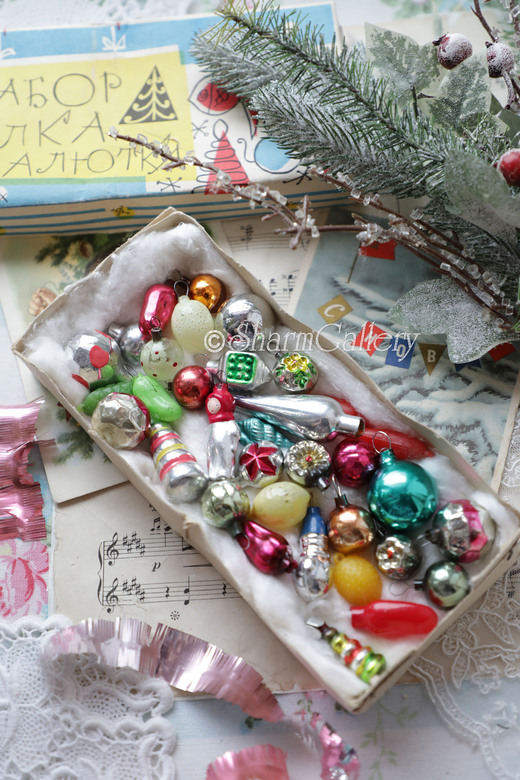 Набор елочных игрушек Малютка, 34шт., в коробке! СССР.