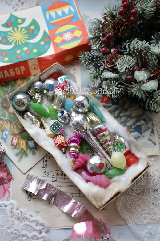 Набор елочных игрушек Малютка, 31шт., коробке! СССР.