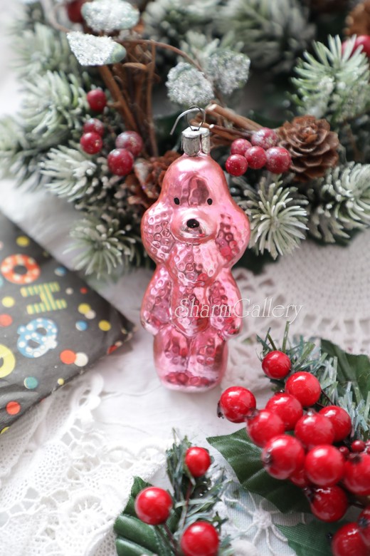 Собака, "Розовый пудель". Елочная игрушка СССР.