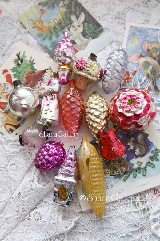 Битые елочные игрушки, СССР. Набор, для реставрации или декора!