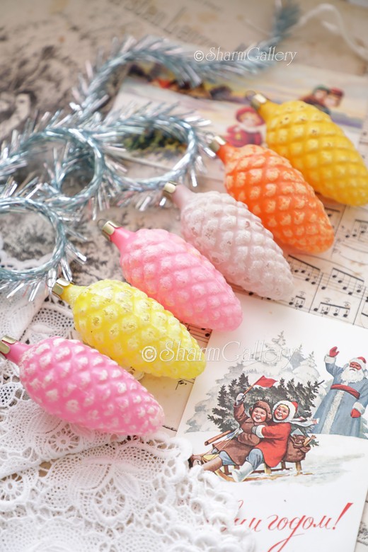 Набор елочных игрушек "Сахарные шишки", №6. СССР. Винтаж, 6шт.