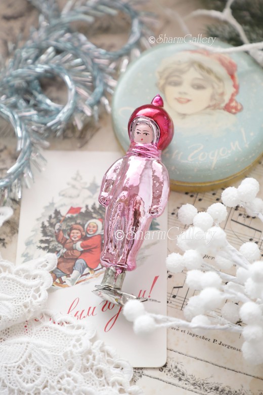 Космонавт №33. Елочная игрушка, стекло на прищепке, СССР.