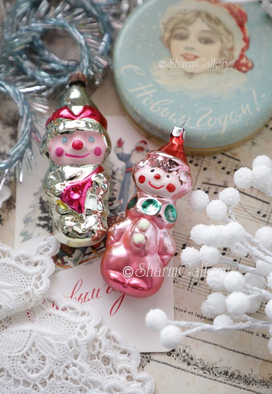 Набор №32 «Клоуны» елочные игрушки стекло, СССР.