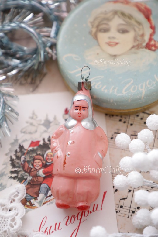 "Мальчик гимназист". №3. Редкая, антикварная елочная игрушка. СССР.