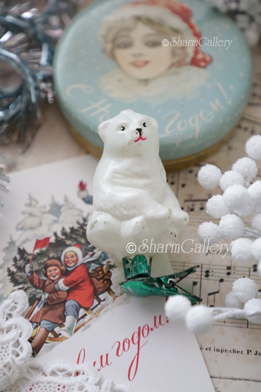 Северный (белый) мишка. №2. Елочная игрушка на прищепке, СССР.