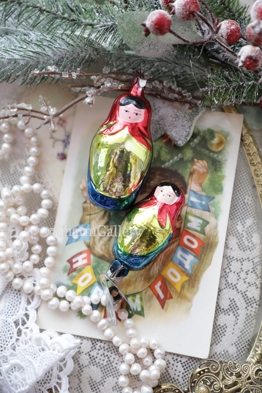 Набор "Матрешка". №8. Пара елочных игрушек, СССР.