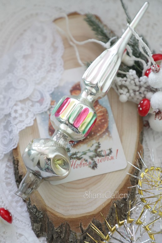 Верхушка для елки прожектор №12. Стекло, 26см., СССР.