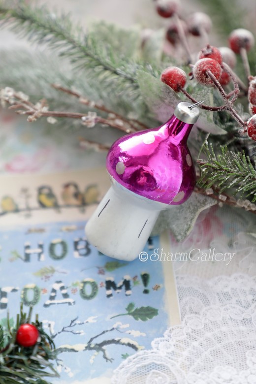 Гриб "Мухомор". №3. Елочная игрушка, СССР.