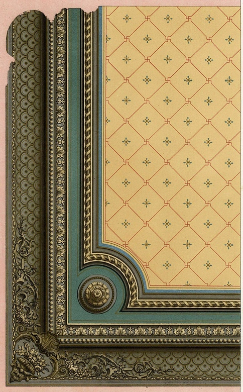 Литография декора отеля в Париже