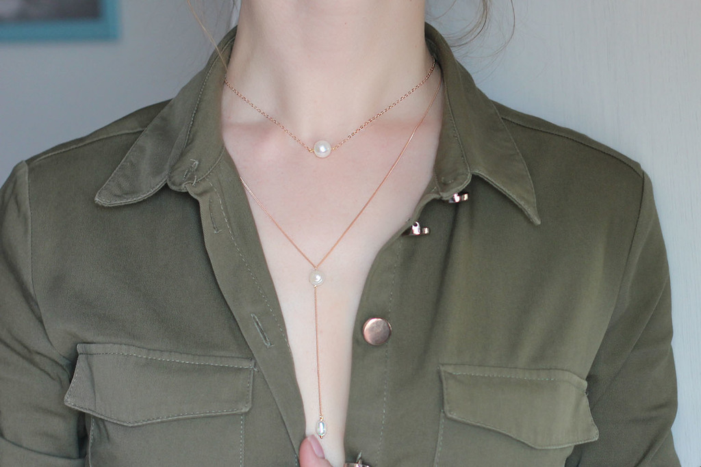 Колье из серебра «Gold pearl»