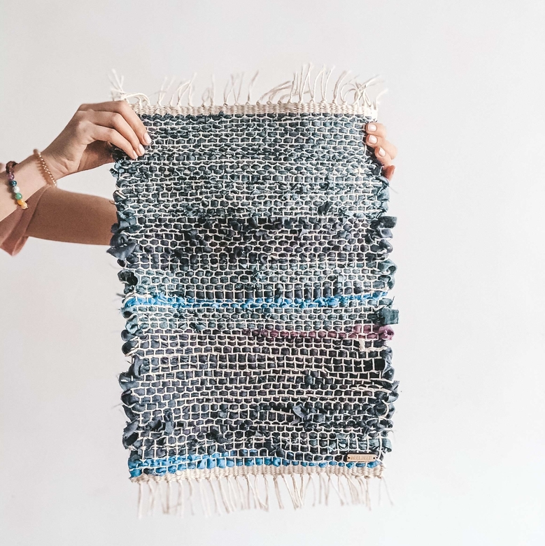 Тканый коврик из хлопка и льна вторичной переработки / 31см*44