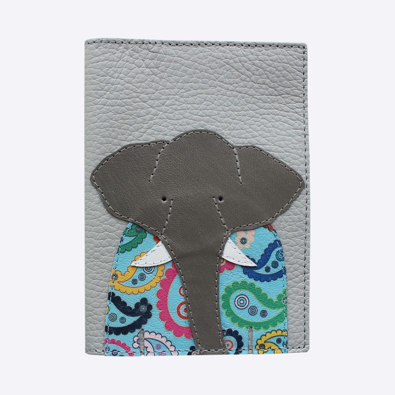 Обложка для паспорта СЛОН кожаная синяя - МК Чернила