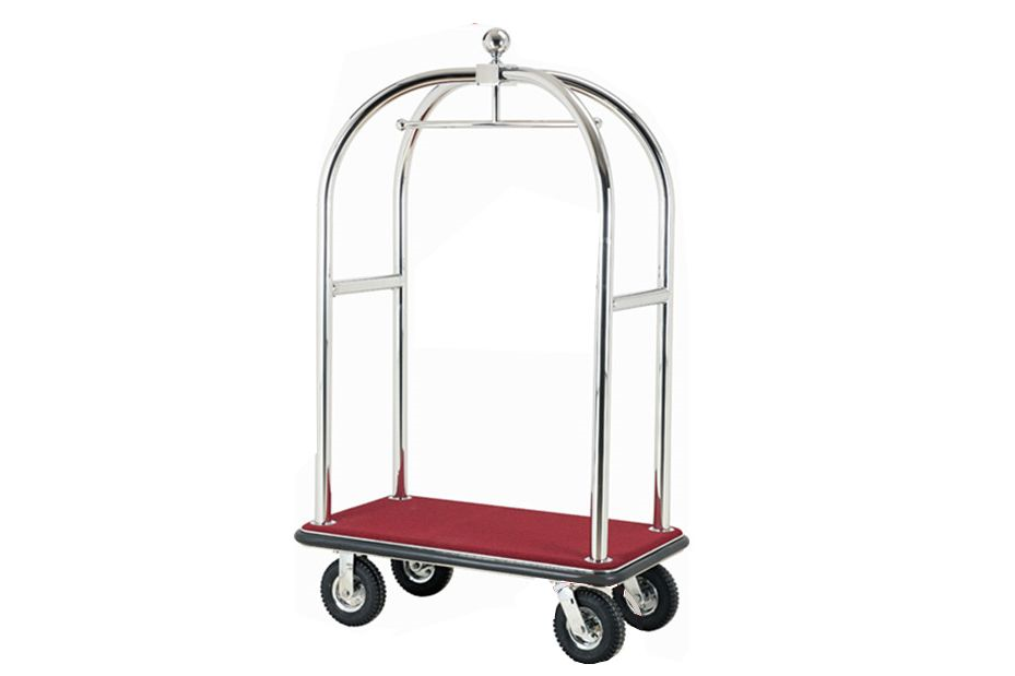 Тележка для багажа с каркасом из нержавеющей стали.
