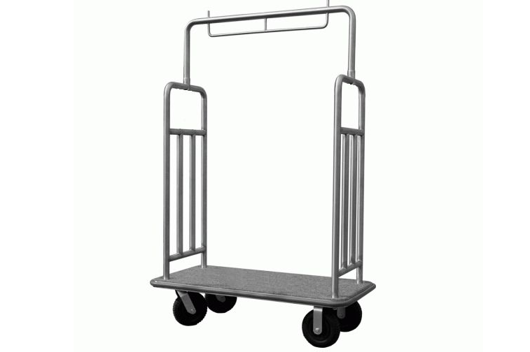 Тележка для багажа с каркасом из нержавеющей стали.