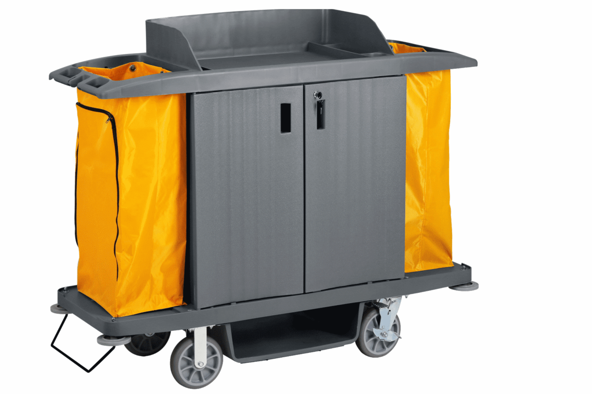 Тележка для горничных с полками и 2-мя мешками