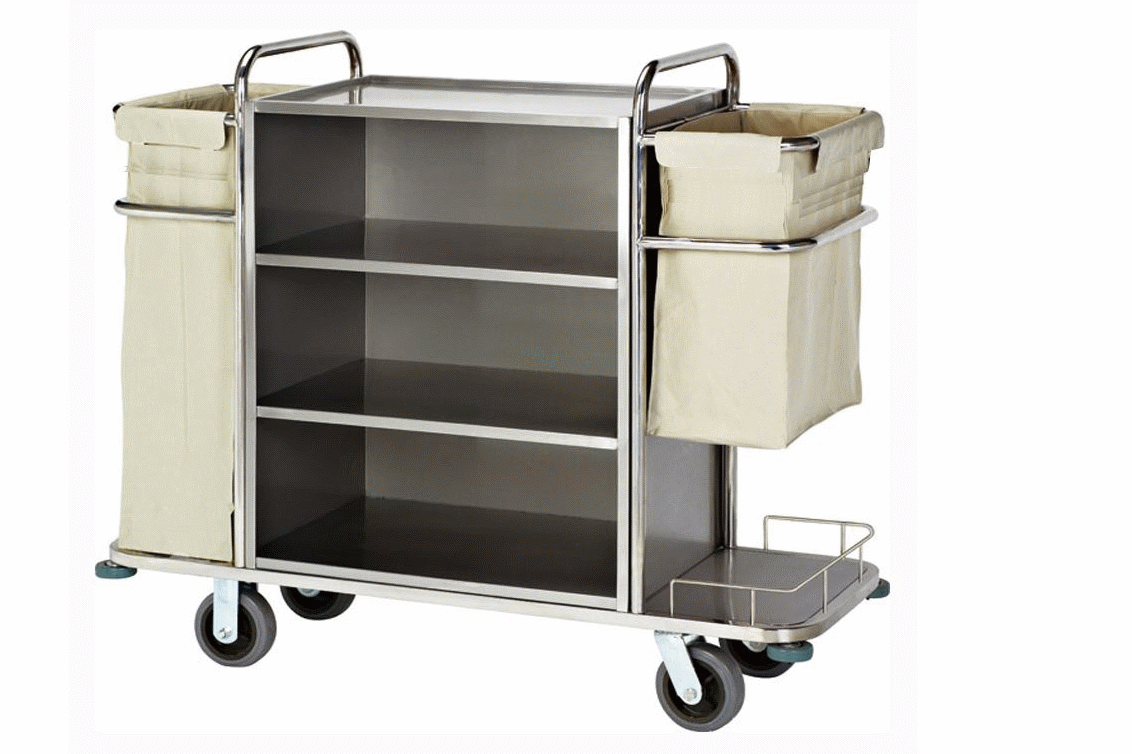 Тележка для горничных с полками и 2-мя мешками