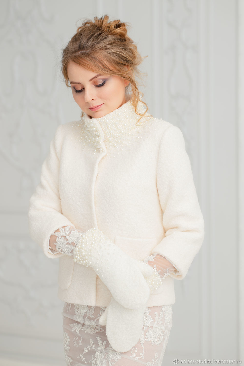 Свадебная шуба ЮЛИАНА С ВАРЕЖКАМИ