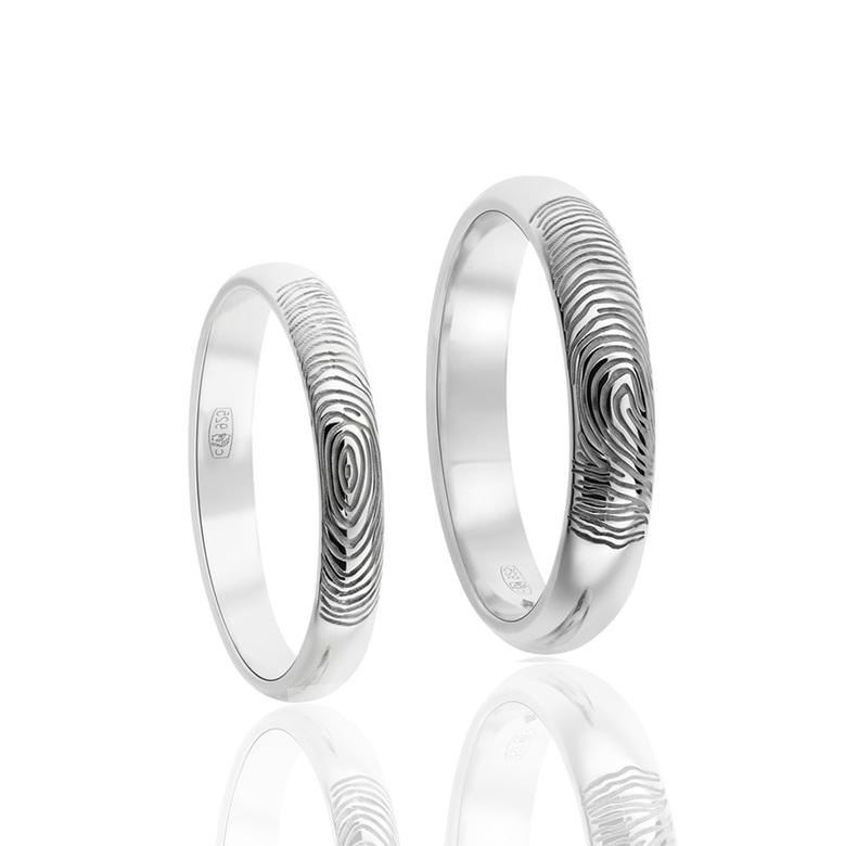 Обручальные кольца с отпечатками пальцев - круглый профиль