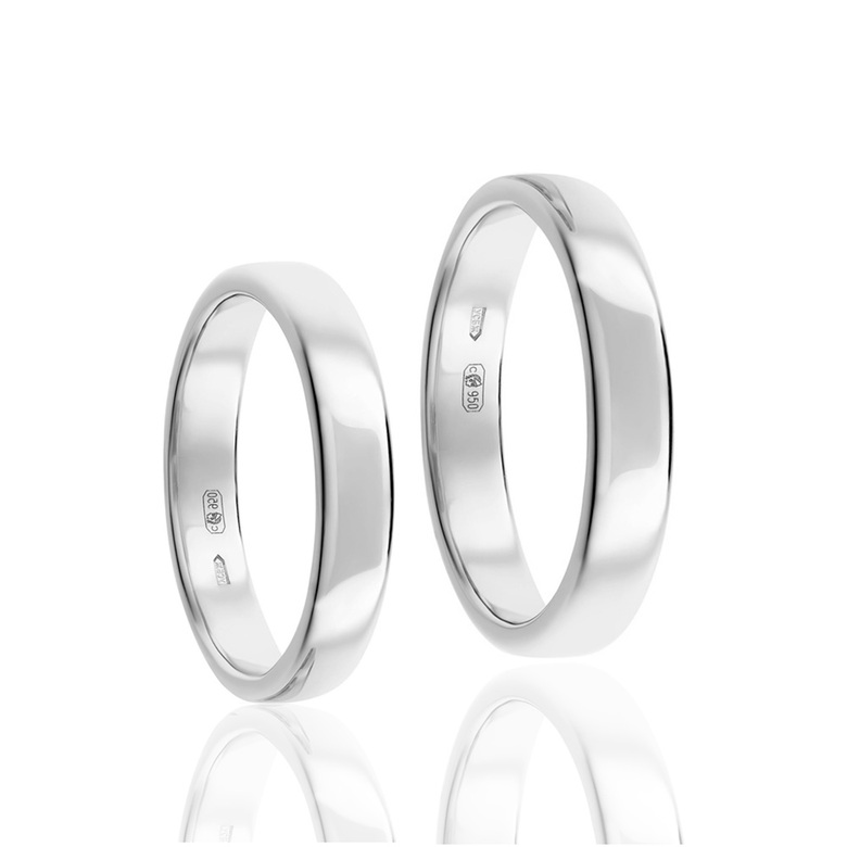 Гладкие обручальные кольца из платины