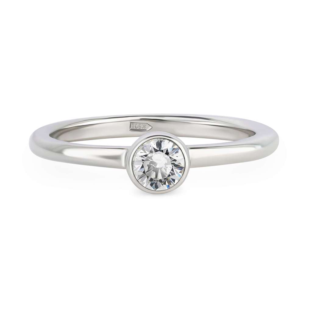 Кольцо с закрытым кастом с камнем Swarovski