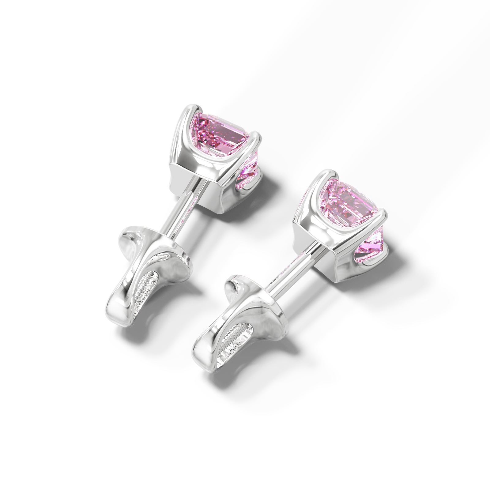 Серьги пусеты с розовой шпинелью