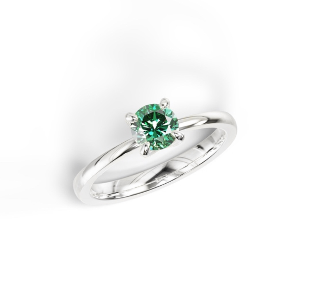 Кольцо с круглым изумрудом (4 крапана)