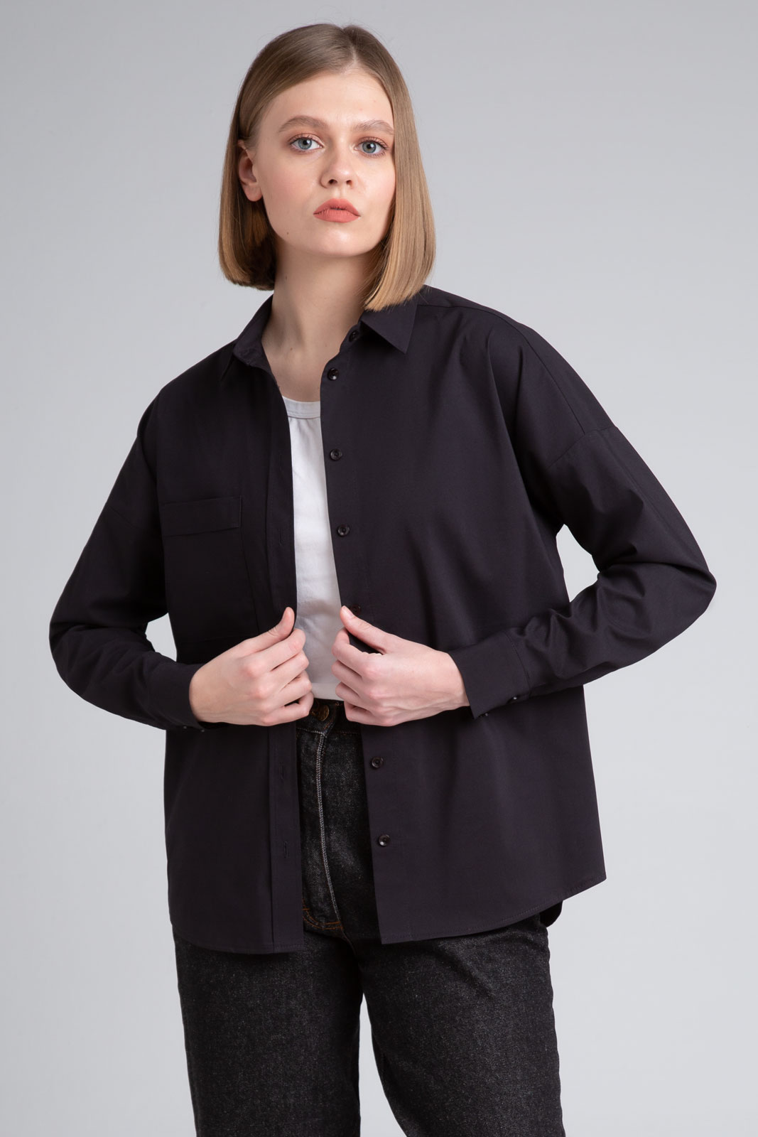 Блузка 404 черный цвет 42-58