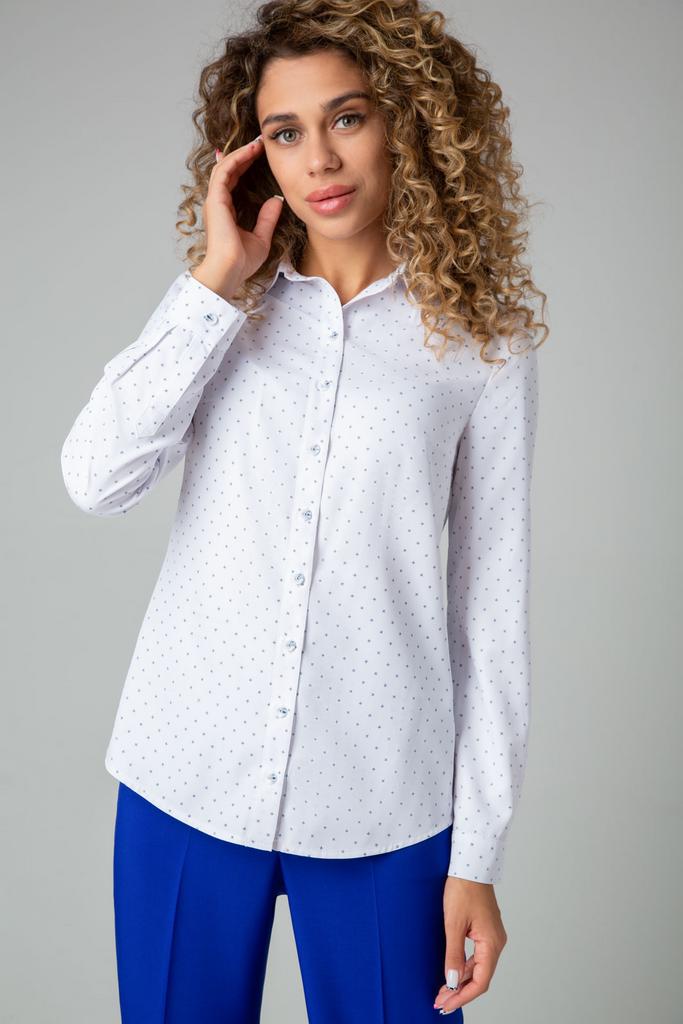 Блузка 421 цвет белый в точку 42-52